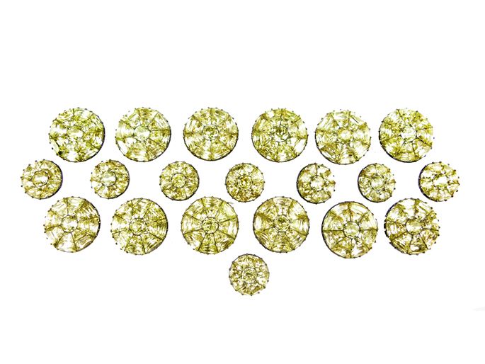 Set of twelve large and eight small 18th century Portuguese chrysolite cluster buttons | MasterArt